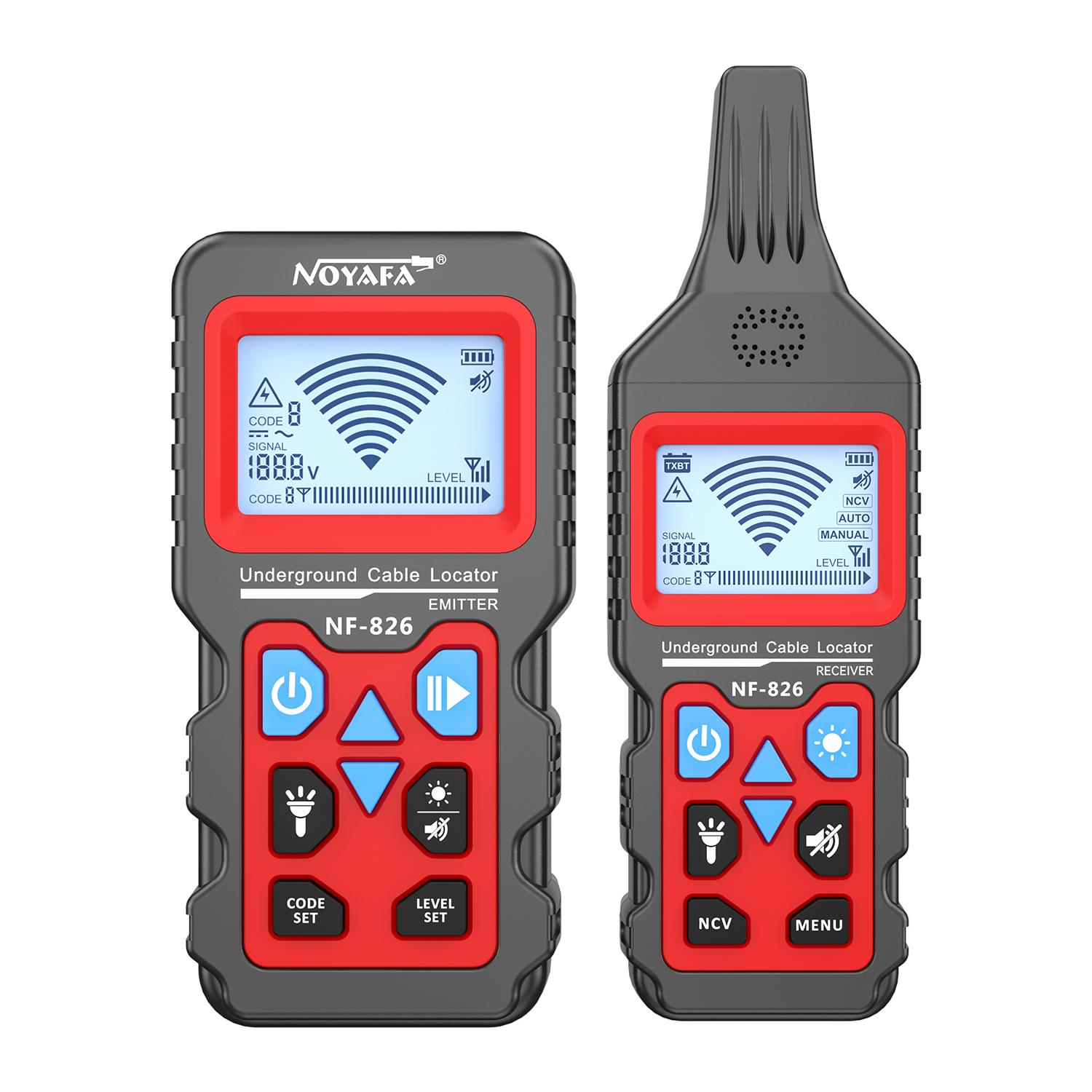 

NOYAFA NF-826 Тестер подземного кабеля Трассоискатель кабеля с защитой от помех Детектор электрических линий/подземных труб Локатор кабеля напряжения