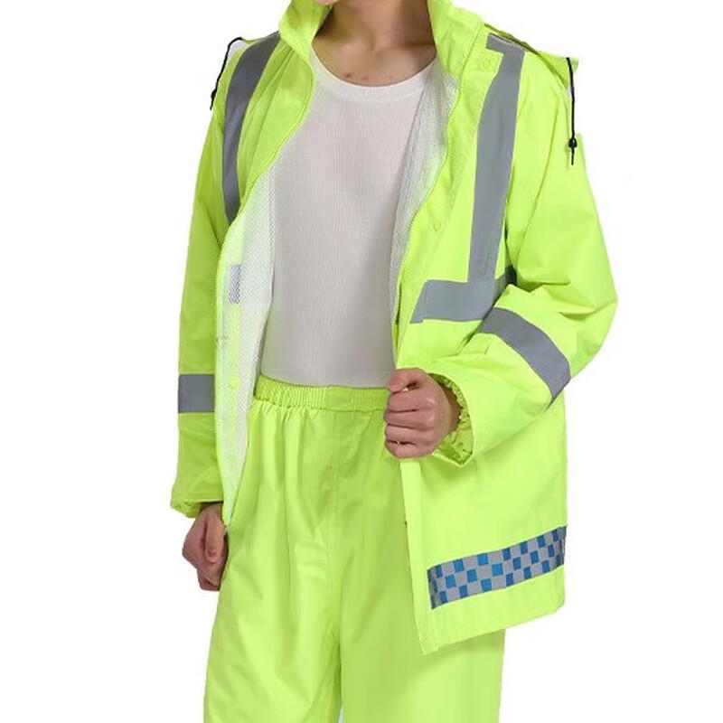 Adult Reflective Fluorescent Green Split Rain Suit