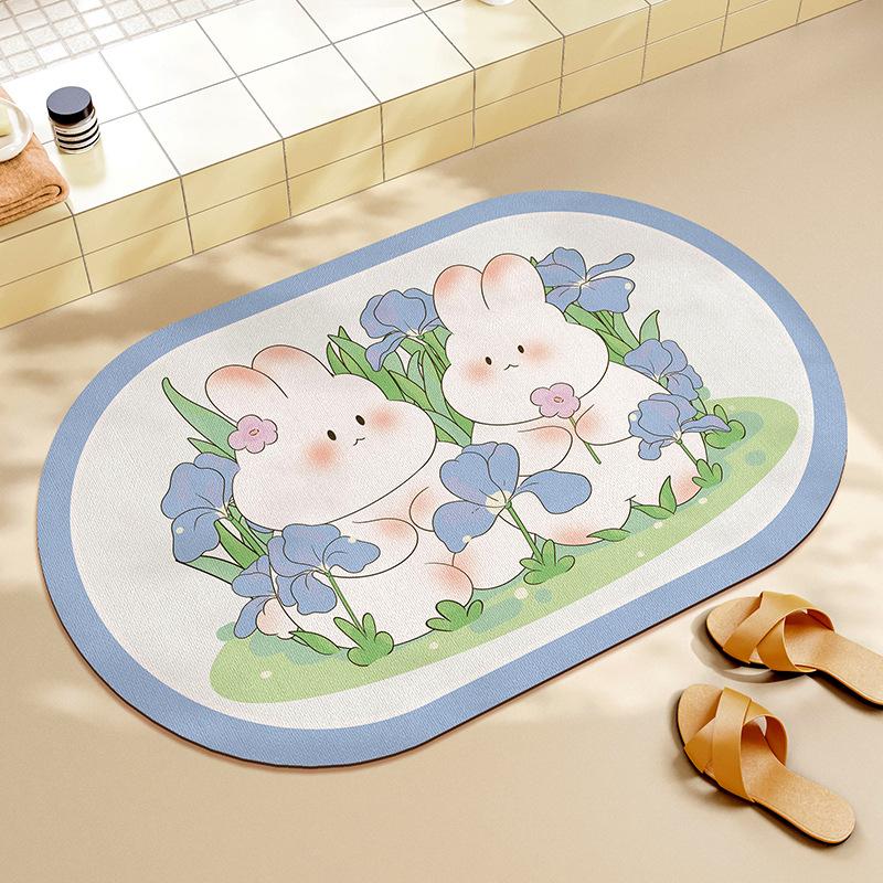 

Bathroom Floor Mat Diatom Mud Water Absorption Anti-slip Mat Bathroom Door Quick-drying Anti-fall Foot Mat Cute 40 * 60cm