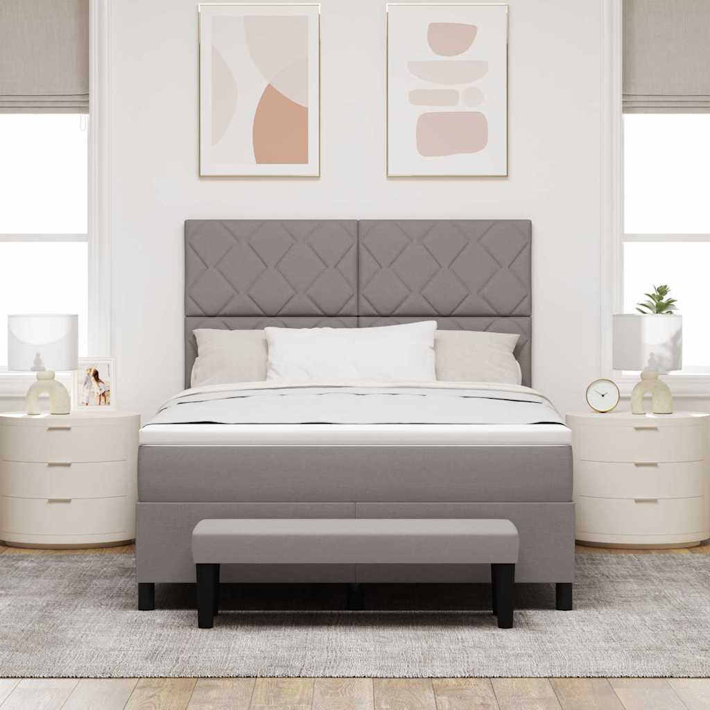 Box Spring Bed with Headboard Taupe 140 x 190 cm Fabric