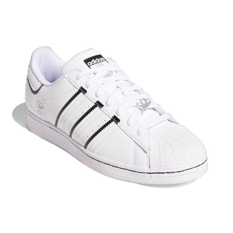 Adidas Superstar White Black Unisex Sneakers Cloud-White Core-Black Blue-Bird GV7186
