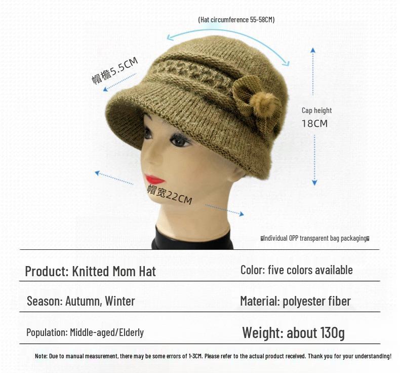 Damen Herbst- & Winter Strickmütze und Schal Set aus Wolle für Mittelalte & Ältere