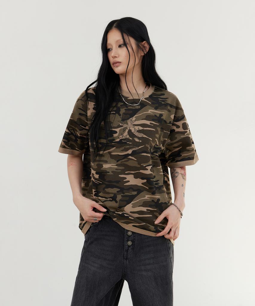 Tonilolenseu Camo Graphic Short Sleeve T-Shirt