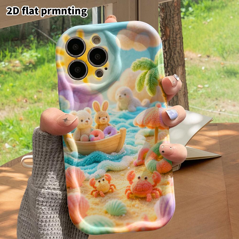 Phone Case: 2D flat, suitable for iPhone 18 17 16 15 14 13 12Pro protective case, seaside boat adventure, perfect Christmas and Halloween holiday gift