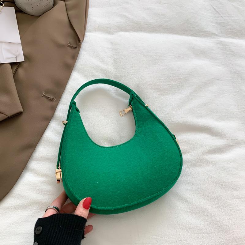 Fashion Luxury Design Felt Shoulder Hobo Bag Women Clutch Handbag Purse Female Solid Color Underarm Bag Premium