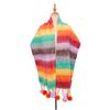 Mohair Rainbow Tassel Shawl Loop Yarn Winter Cashmere Scarves Retro Warm Wraps  Women/Men