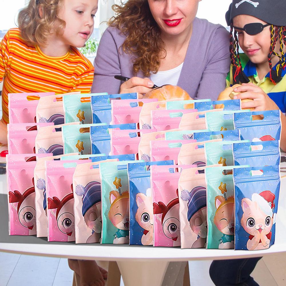 Candy Bags Sealable 50 Pieces Zip Treat Bags Stand Up Pouch Bags Self-Sealing Candy Goodie Bags Food Packaging Bags for Home