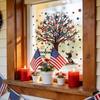 4th of July Window Clings Patriotic American Flag Red Blue White Tree Balloons Stickers Independence Memorial Day Static Decals for Store Glass Decor