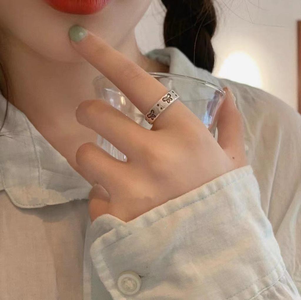 Trendy fine, butterfly ring women's fashion personality retro ins ring opening adjustable