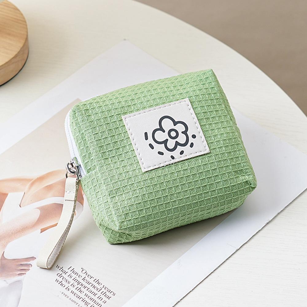 Cute Flowers Coin Purse Large Capacity Multipurpose Sanitary Pads Bag Lipstick Coin Cards Organizer Bag Pouch Women Girls