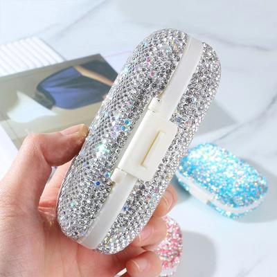 Mini Diamond-encrusted Portable Double-layer Fashionable Exquisite Sub-packaging  Storage  High Appearance Level Medicine Box