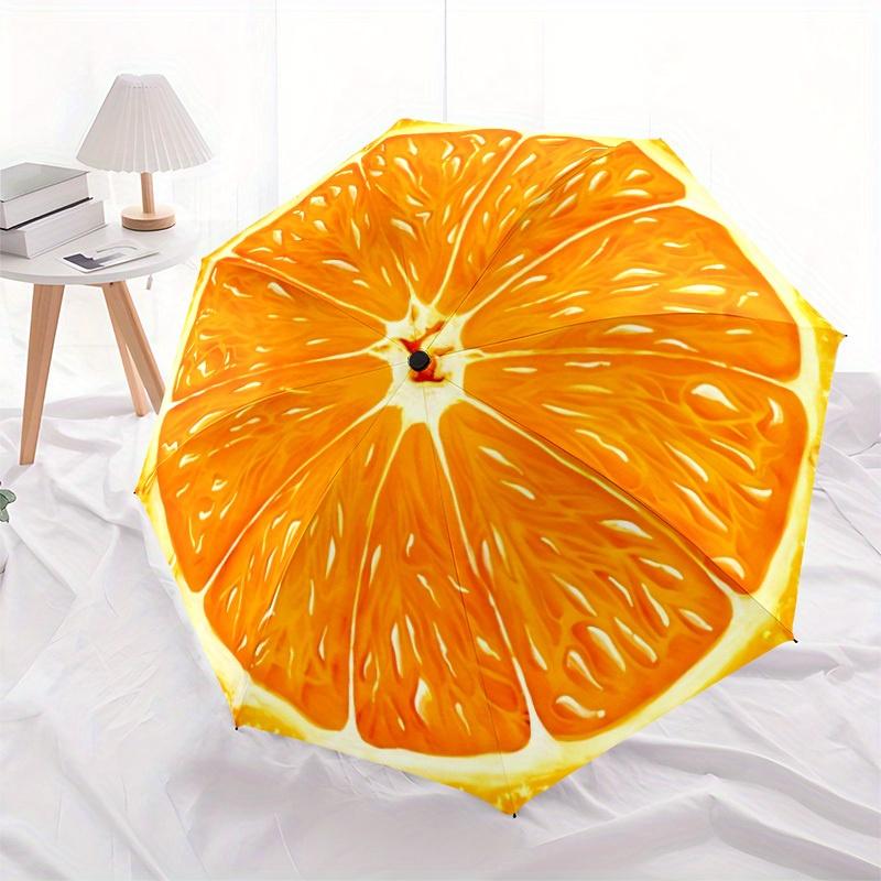 1pc Orange Slice Auto Open/Close Umbrella with One Touch Button,, Windproof Design   Lightweight Portable Umbrella for Women & Men6139