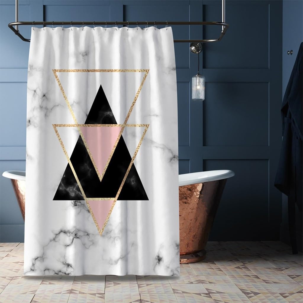 1 Piece Marble Triangle Pattern Shower Curtain Bathroom Set Partition Curtain Hotel Apartment Shower Curtain For Bathroom W60H190(CM)-1 Pcs