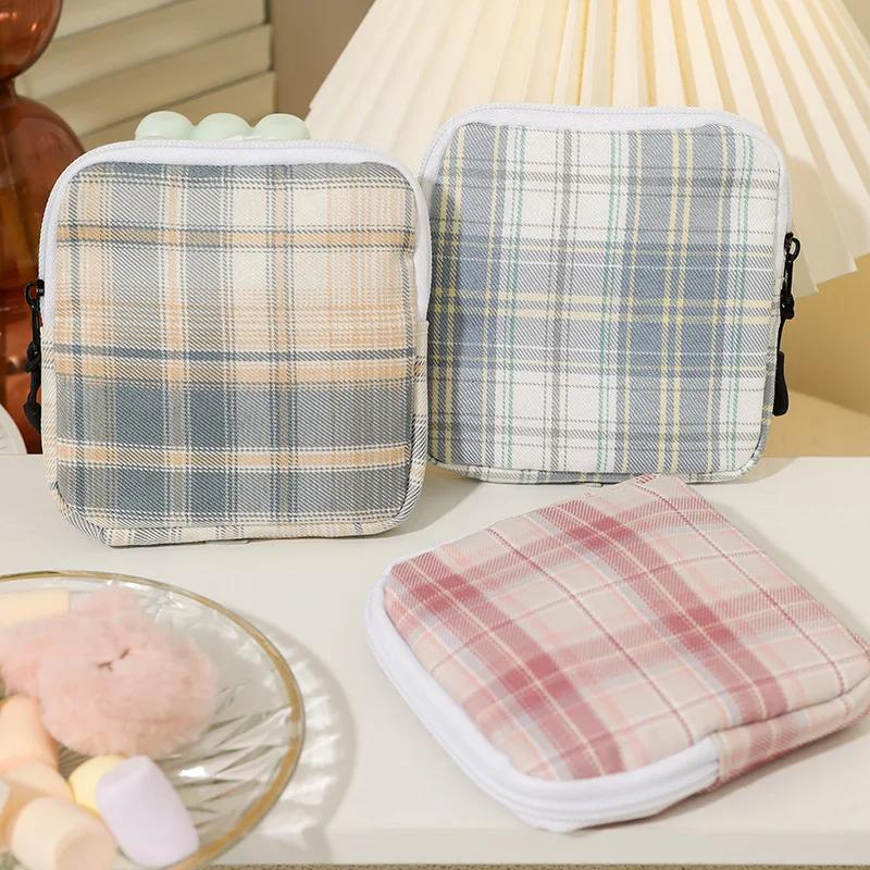 Women Portable Sanitary Napkin Tampon Storage Bag Cotton Travel Makeup Storage Bag Literary Zipper Coin Purse Sundries Storage