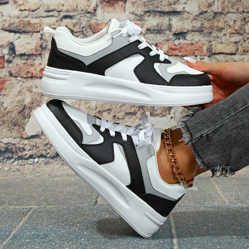 Fashion Board Shoes Ins Trendy Sneakers Women Men PU Leather Walking Shoes Casual Daily Shoes Platform Footwear Wear-resistant