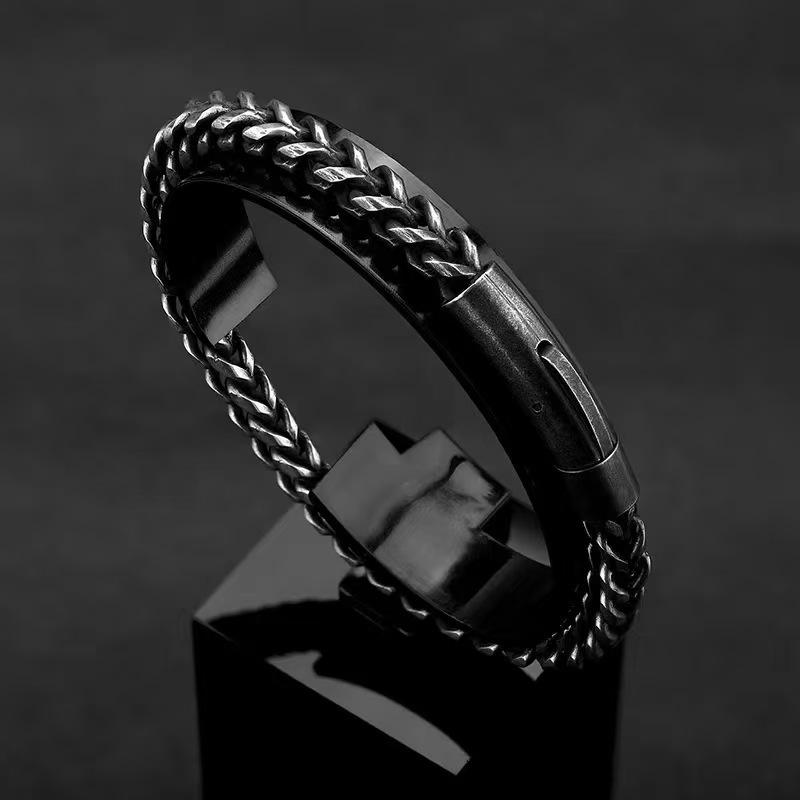 Retro Stainless Steel Dragon Bone Chain Necklace & Bracelet Set for Men
