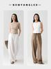 Women's Pure Linen Wide-Leg Pants - White, Summer Style, Loose Fit, High-End, Relaxed Feel