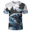 Outdoor 3D Printed Fishing Pattern Fashionable Men's Round Neck Short Sleeved T-shirt