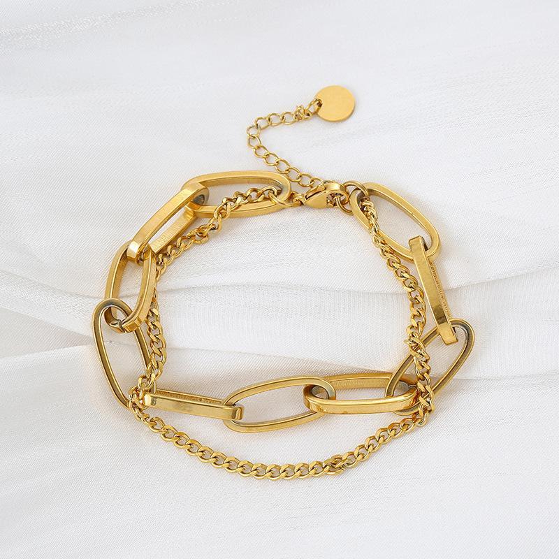 Bracciale doppio da donna con catena in acciaio al titanio, gioiello che non scolorisce, accessori per bracciali