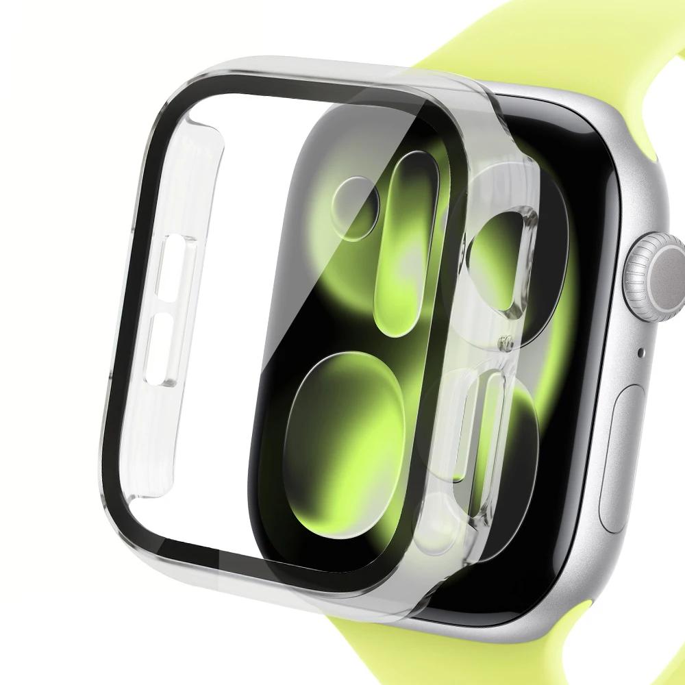 Tempered Glass+Cover For Apple watch series 11 10 9 6 SE3 7 8 5 Case 46mm 42mm 45mm 41mm 44mm 40mm Screen Protector Accessories