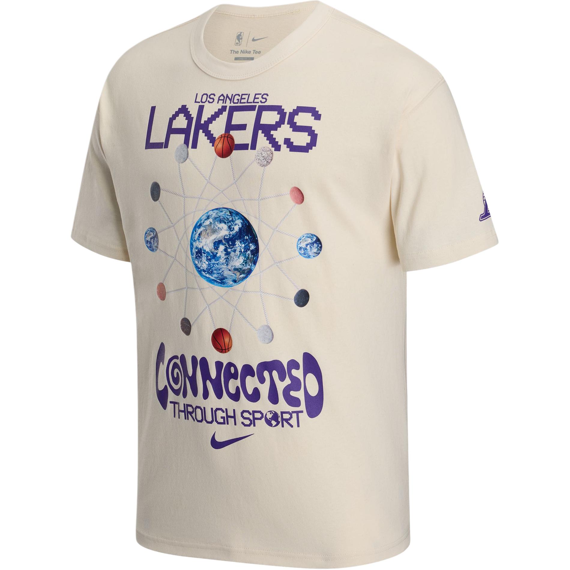 

Nike X Коллаборация НБА Los Angeles Lakers Courtside SS25 Американская мода Удобная Мягкая Универсальная Футболка с коротким рукавом Мужские топы HQ1311-901 L