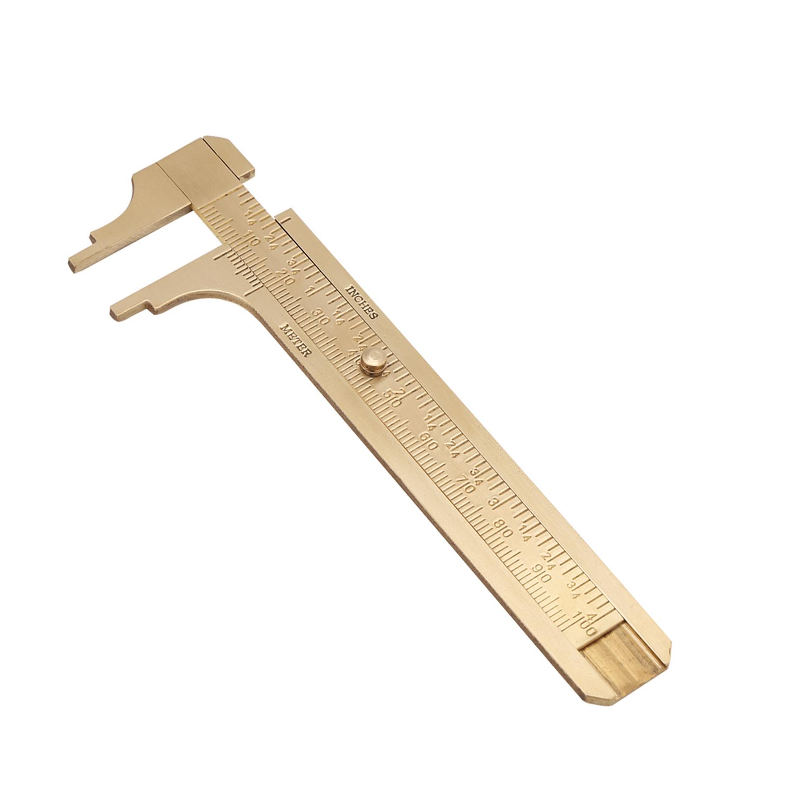 

1 шт. Латунный раздвижной штангенциркуль Нониус Штангенциркуль Линейка Измерительный инструмент Двойные шкалы мм дюйм (100мм)