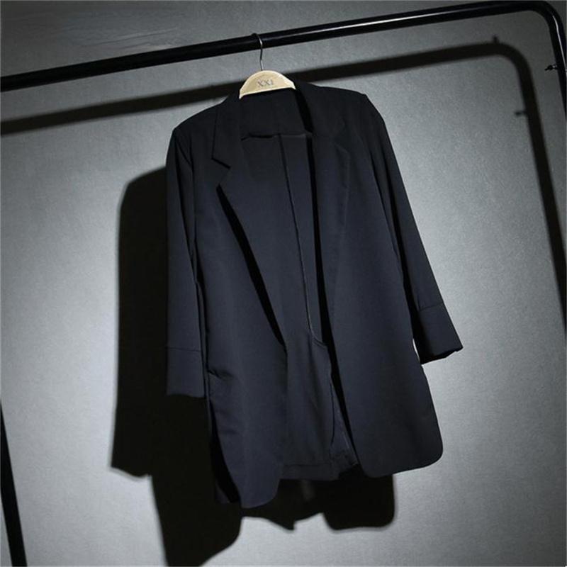 Blazers Women Chiffon Korean Outwear Spring Sunscreen Loose Without Placket Solid Simple Long All-match Soft Fashion Streetwear