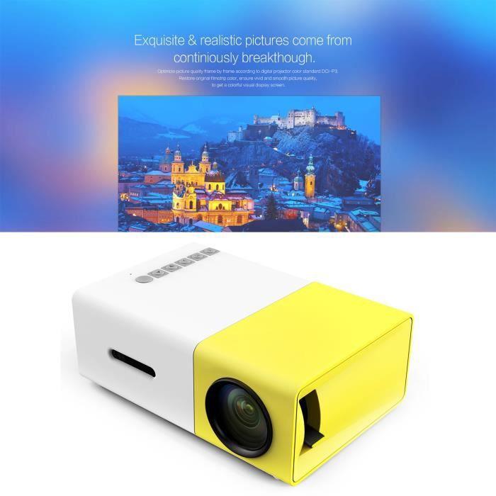Elisona® vidéo projecteur YG300 Mini Portable 1300mAh intégré batterie multimédia numérique vidéo projecteur à LED 1080p pour par...