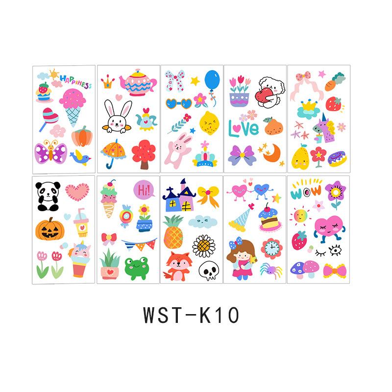 Trendy Unisex Sticker Toy Tattoo Sticker Little Fresh Arm Cute Watch 10Pcs set Waterproof Children's Set Face INS Cartoon
