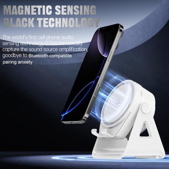 5-in-1 Sensor Bluetooth-compatible Speaker with Phone Holder Auto Play & 8 Color Lights Speaker Wireless Charging Adjustable Stand
