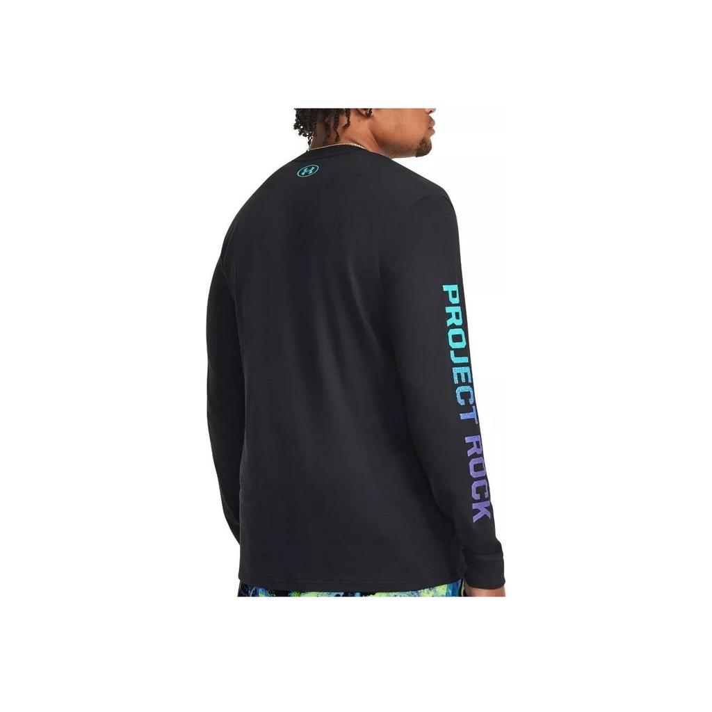 Under Armour Johnson Series Letter Logo Printed Training Long Sleeve T-Shirt Women Tops Black 1379840-001