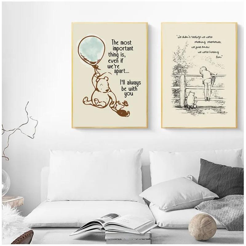 Bear cartoon simple family decorative painting  hight quality canvas painting Art Decor  No Frame