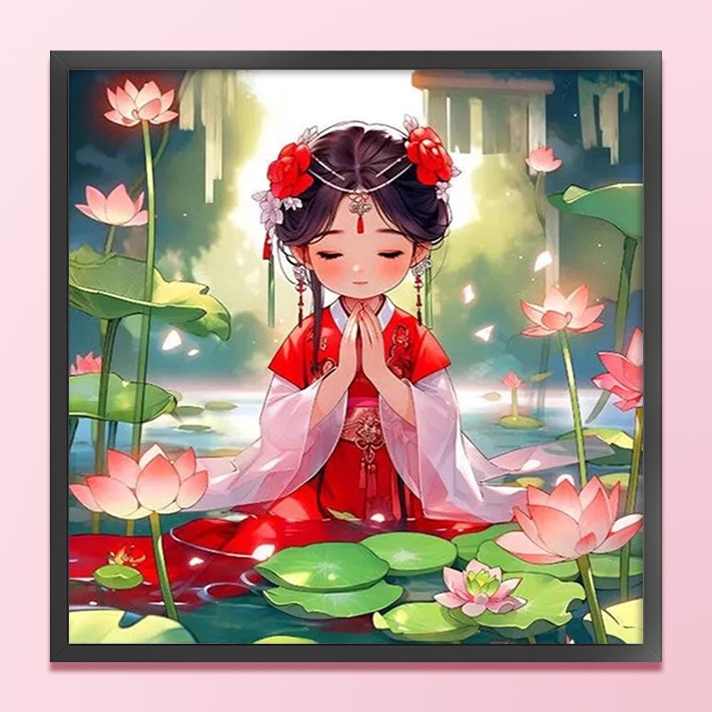 Kompletní vyšívací nit z ekologické bavlny 11CT tištěná sada pro dívčí křížkový steh Art Decor