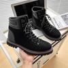Mens Hiking Boots 2024 Men's Retro British Style Casual  Lace-Up Comfort Outdoor Trend Men's Platform Motorcycle Boots