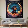 Dachshund In Space with Planets Patterned Tapestry Decorative Wall Hanging, Home Bedroom Living Room Decor