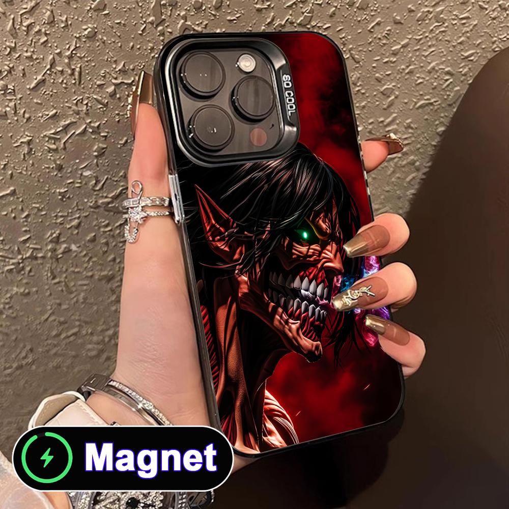 

AOT Eren Yeager Translucent MagSafe Mobile Phone Case for iPhone 17 16 15 14 13 12 11 Air Pro Max Plus Colorful Cover iPhone 11