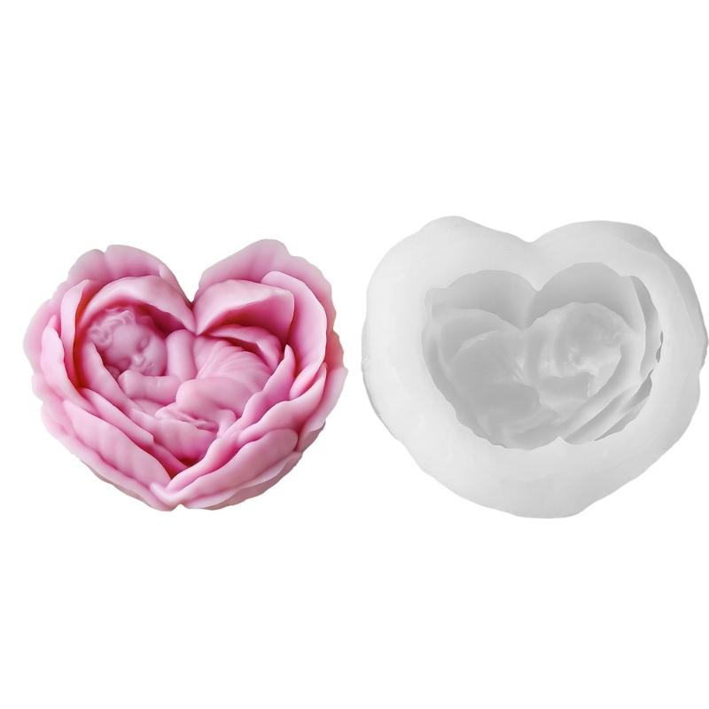 

Creative Heart Silicone Candle Mold Flower Shape Ornament Moulds Silicone Craft Molds Silicone Texture for Crafting 1