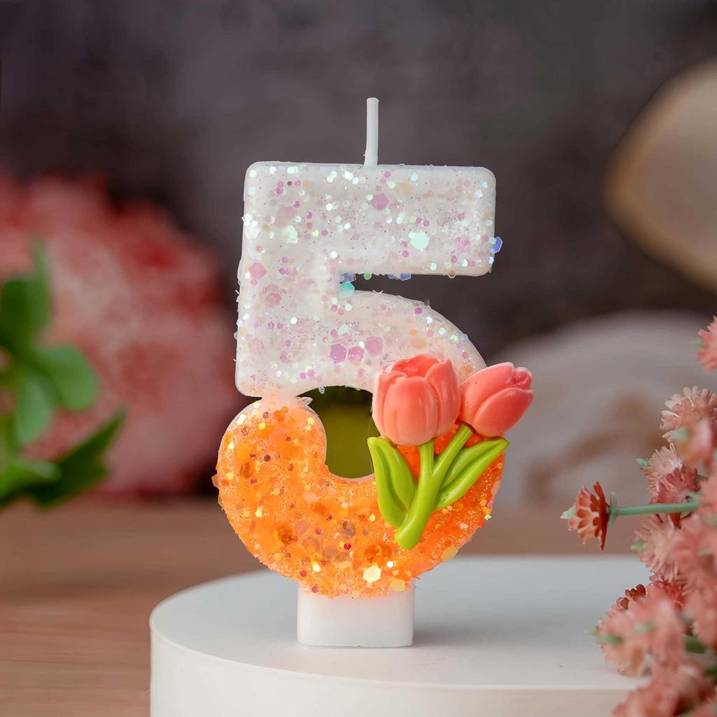 Creative DIY 0-9 Birthday Flower Candle for Cakes and Desserts