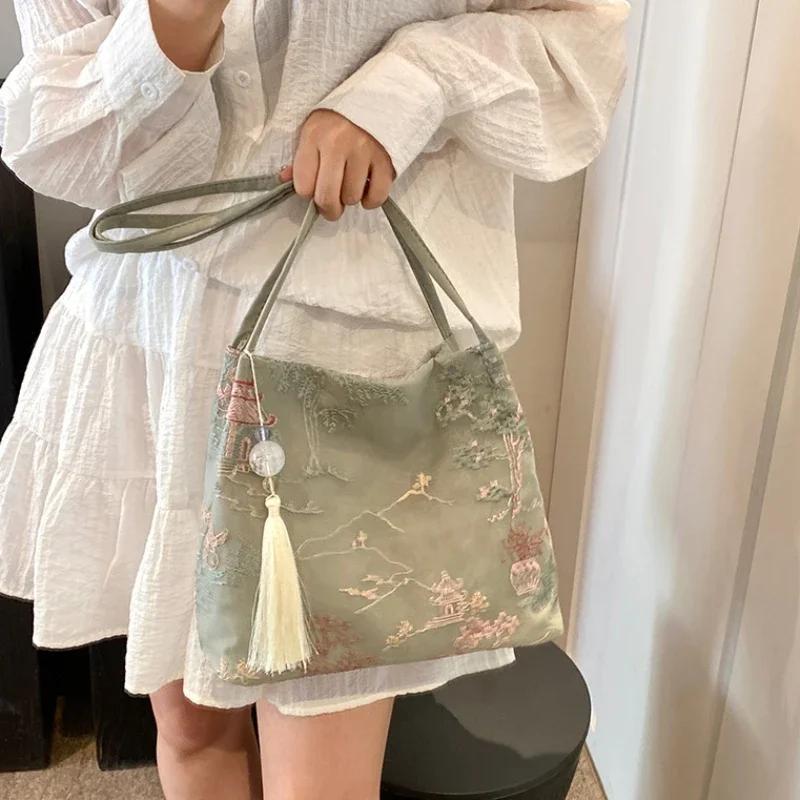 2026 New Models Silk Jacquard Fashiable Minimalist Bag New Chinese Style Retro Bag Single Shoulder Diagal Cross Women's Bag