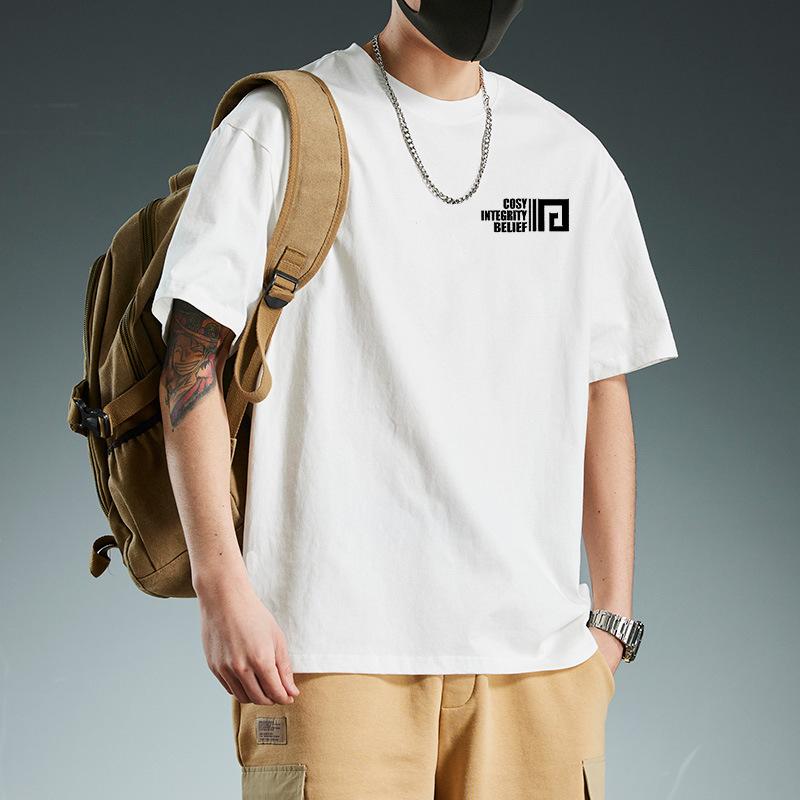 Retro Short Sleeved T-shirt for Men's Summer Fashion Brand Pure Cotton T-shirt with Fashionable Pattern