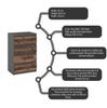 Chest of Drawers with 4 Drawers Gray Vintage 60CM TV Cabinet Living Room Furniture Sideboard