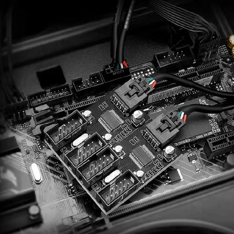 USB 2.0 9Pin Header Male to 2/4 9Pin Female Adapter Cable for Motherboards Internal Port Multiplication