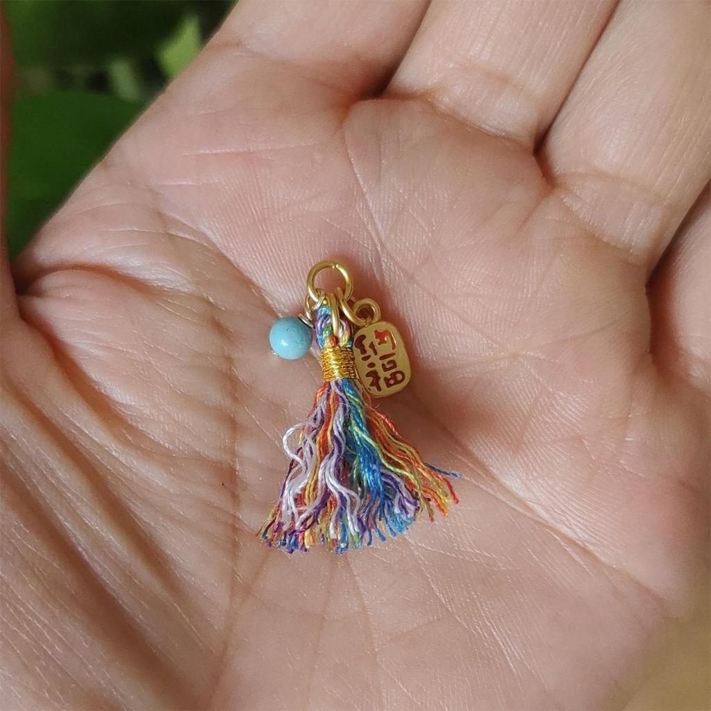 Jewelry Bracelet with Mini Wengwan Tassel, Hand-rubbed Cotton Thread, Handwoven with Small Drip Beads - DIY Necklace