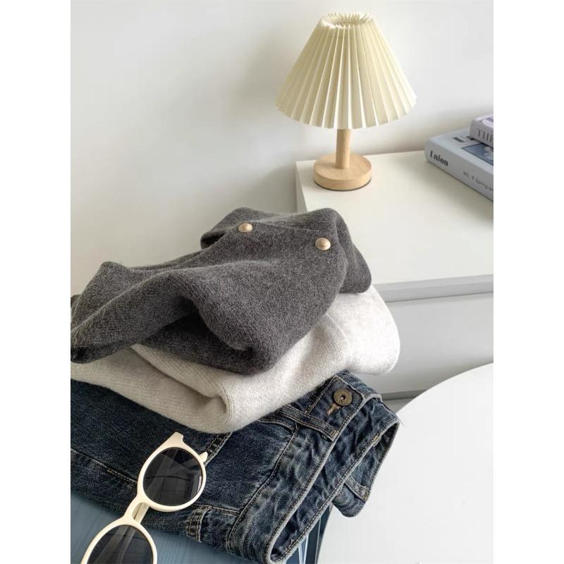Elegant O Neck Sleeveless Women Sweater Tops Casual Loose Single-breasted Round Neck Knitted Vest Solid Color Simple Cardigan Sweaters Clothes 2556