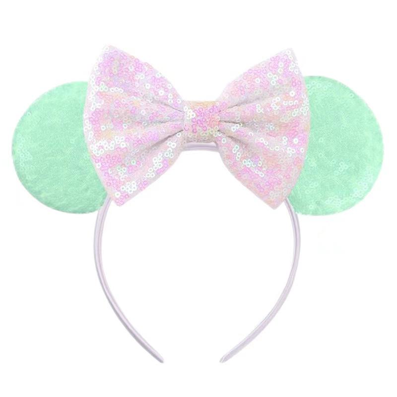 Neue fluoreszierende Farben Mausohren Stirnband für Mädchen Glänzende Pailletten Schleife Haarband Festival Party Cosplay DIY Haarschmuck