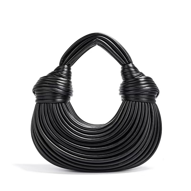 

Плетеная сумка через плечо для женщин, маленькая сумка-клатч из искусственной кожи, женская сумка-сумка с ручкой сверху в виде лапши, сумка-тоут для выпускного вечера чёрный