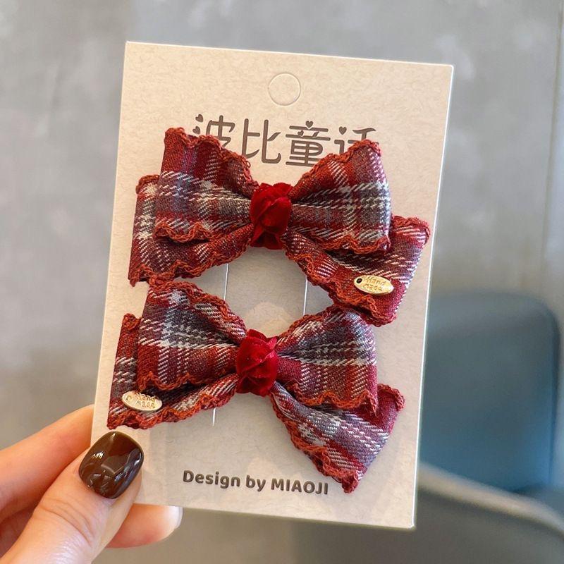 

Hair bows for girls lolita accessories grid Korean style Head jewelry things for hair ornament Woman barrettes for hair y2k