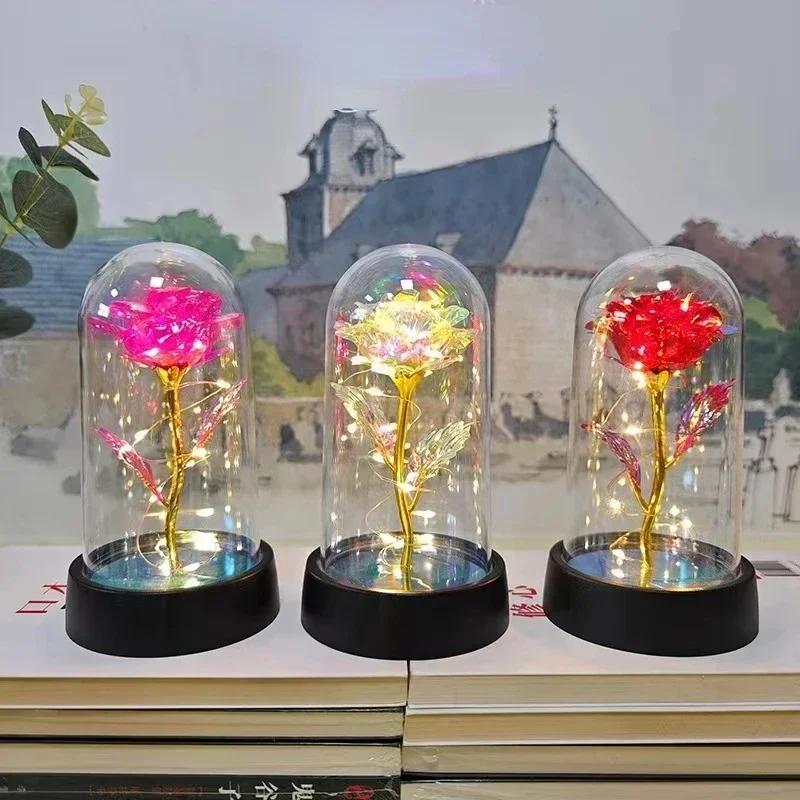 Beautiful night light rose eternal flower party supplies LED simulation rose Valentine's Day