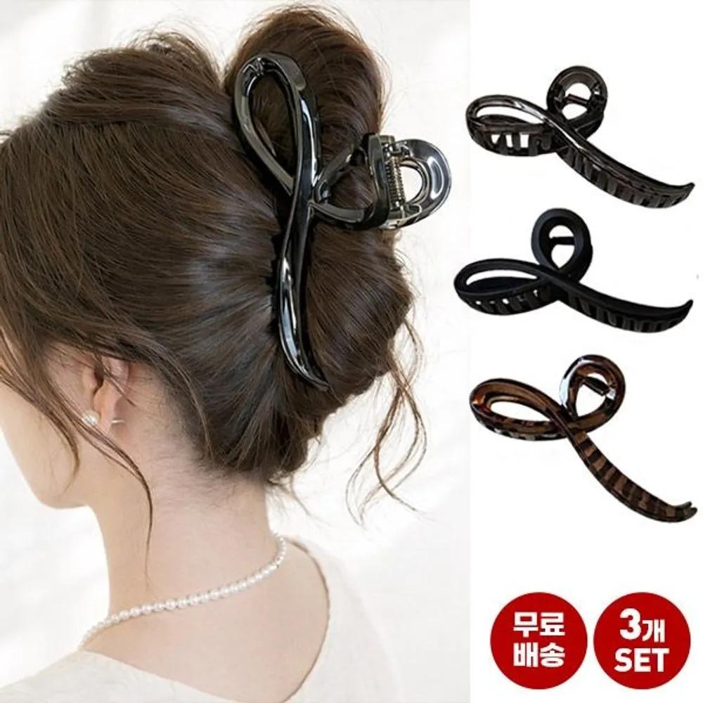 Envy Ribbon Claw Clip 3-Piece Set, Large Claw Clip for Women s Updo Fixing Ribbon Hair Clip 3-Piece Set 3pcs BAHX13C