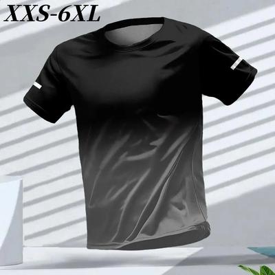 XXS-6XL Plus Size T-Shirts for Men Gradient Print Fashion O-Neck T-Shirt Tops Short Sleeve T-Shirt Clothing Men Pullover